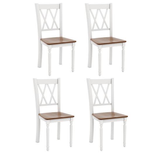 Costway Set of 4 Wooden Farmhouse Kitchen Chairs with Rubber Wood Seat