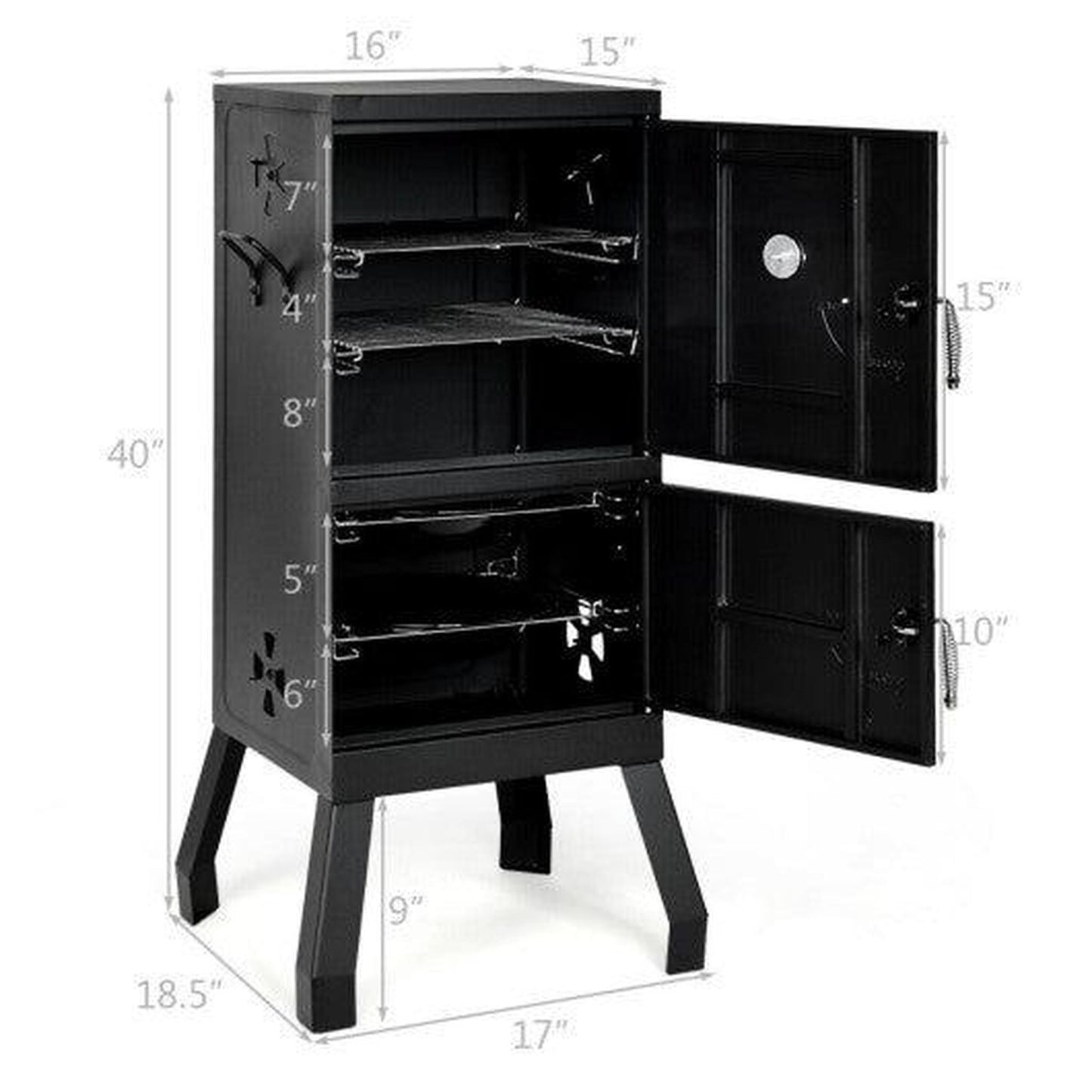Costway Vertical 2-tier Outdoor Barbeque Grill with Temperature Gauge