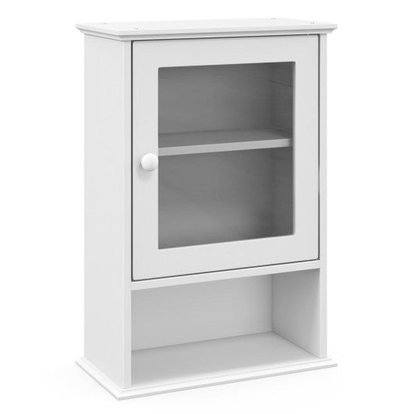 Costway White Bathroom Wall Mounted Adjustable Hanging Storage Medicine Cabinet