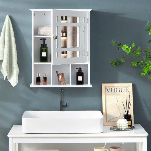 Costway White Wall Mounted and Mirrored Bathroom Cabinet