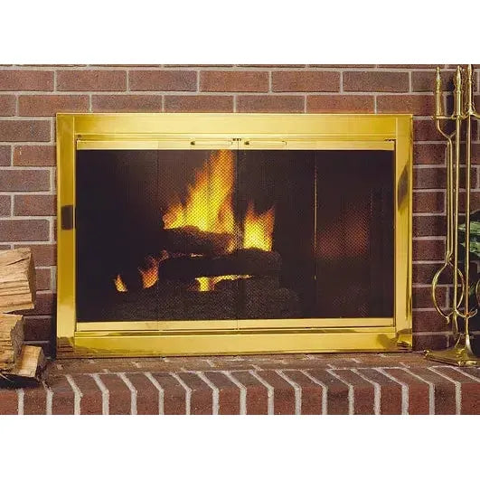 Custom Firescreen Plated Fireview Bi-Fold Glass Fireplace Doors