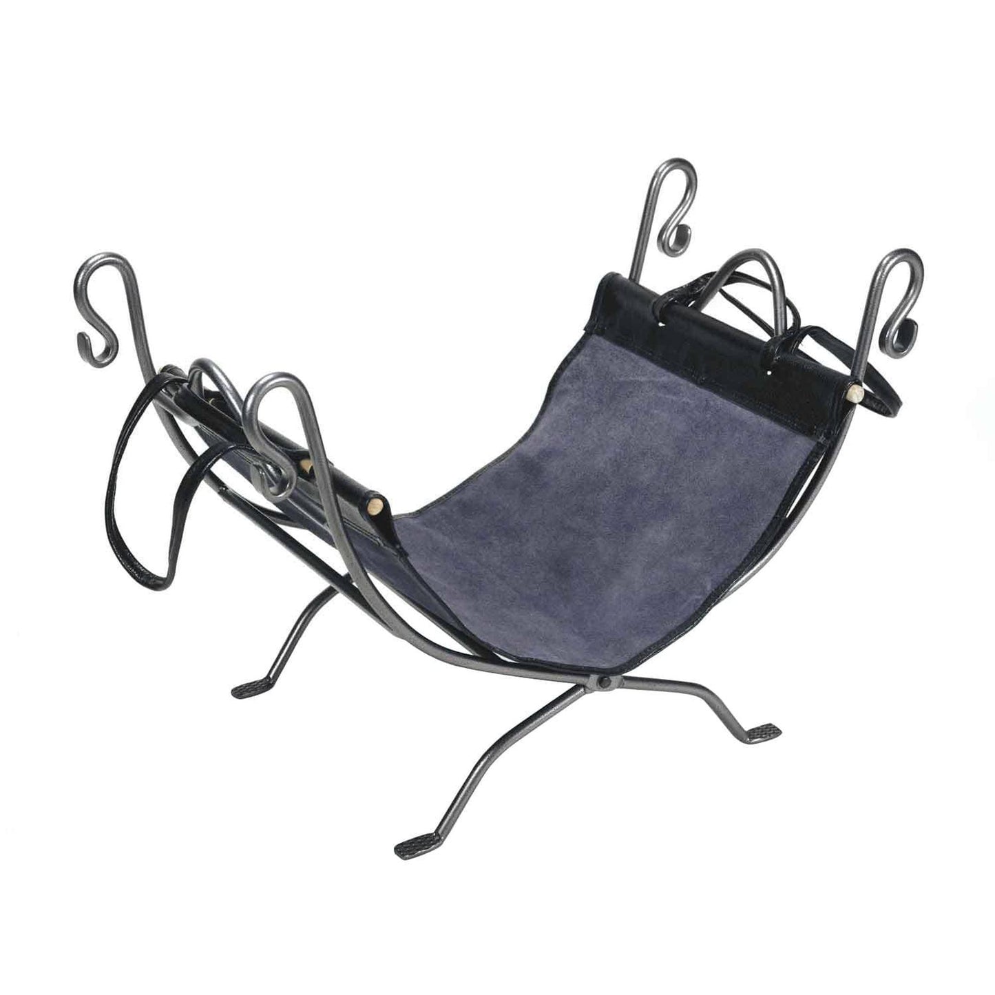 Dagan Industries 14" x 27" Natural Wrought Iron Log Holder With Suede Carrier