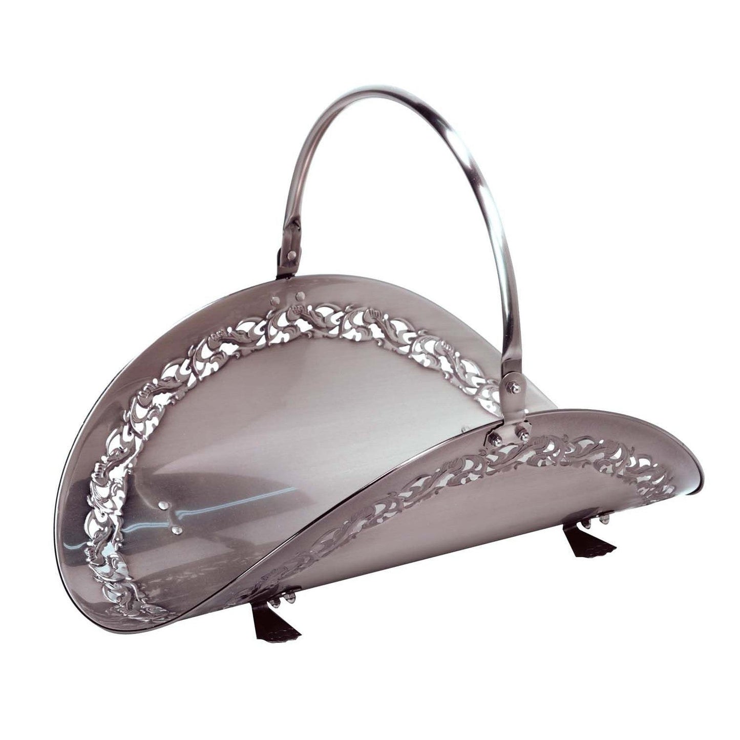 Dagan Industries 15" x 21" Pewter Finish Wood Basket With Filigree Body
