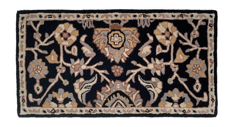 Dagan Industries 28" x 56" Black Floral Hearth Rug