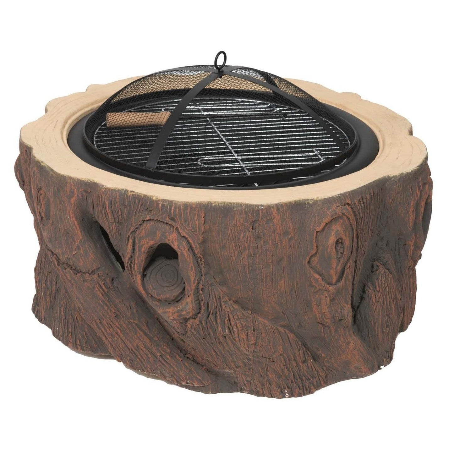 Dagan Industries 28" Wood Stump Design Wood Burning Fire Pit