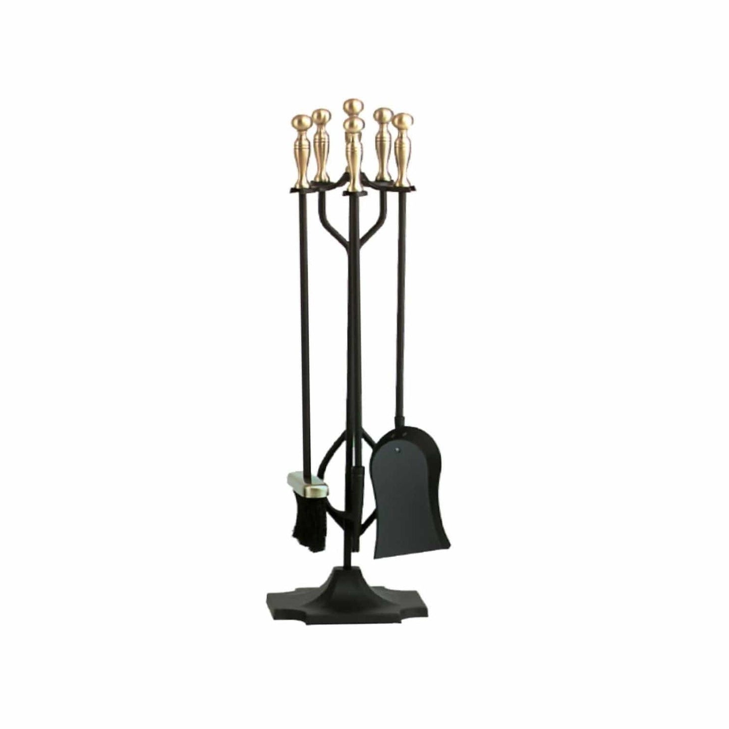 Dagan Industries 30" Black and Antique Brass 5-Piece Fireset
