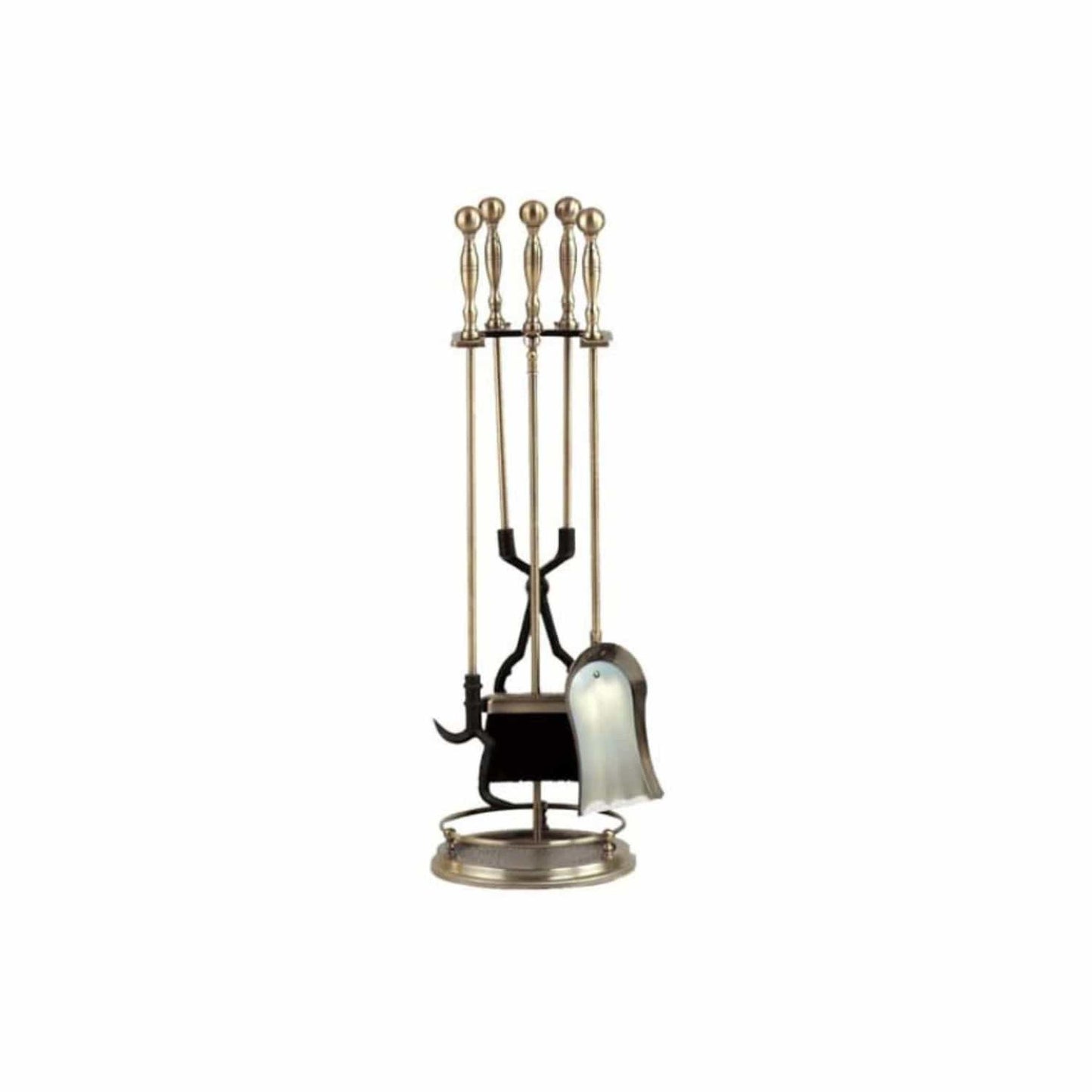 Dagan Industries 31" Antique Brass 5-Piece Fireset With Rail