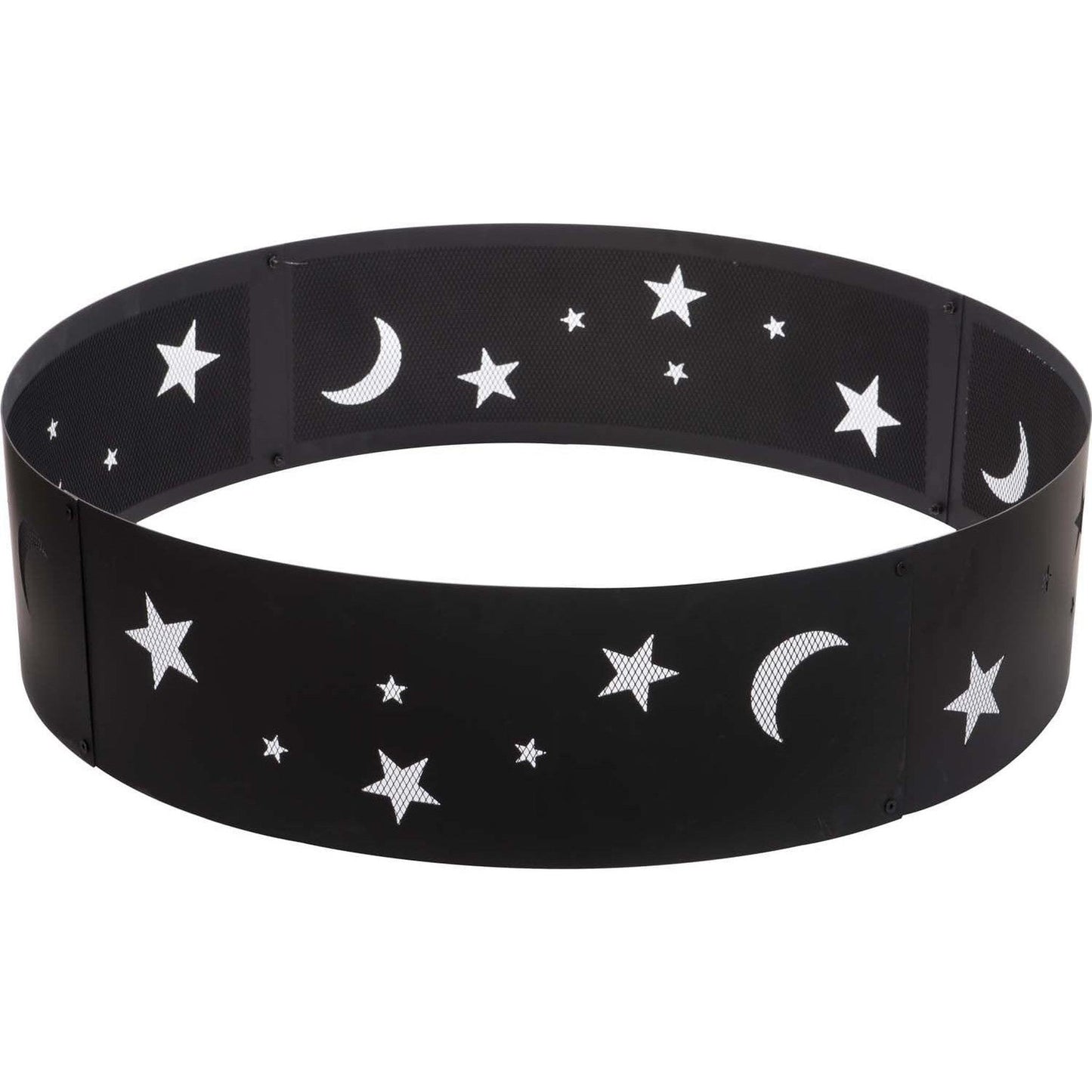 Dagan Industries 36" Black Steel Mesh, Cut-Out Moon and Star Design Campfire Ring