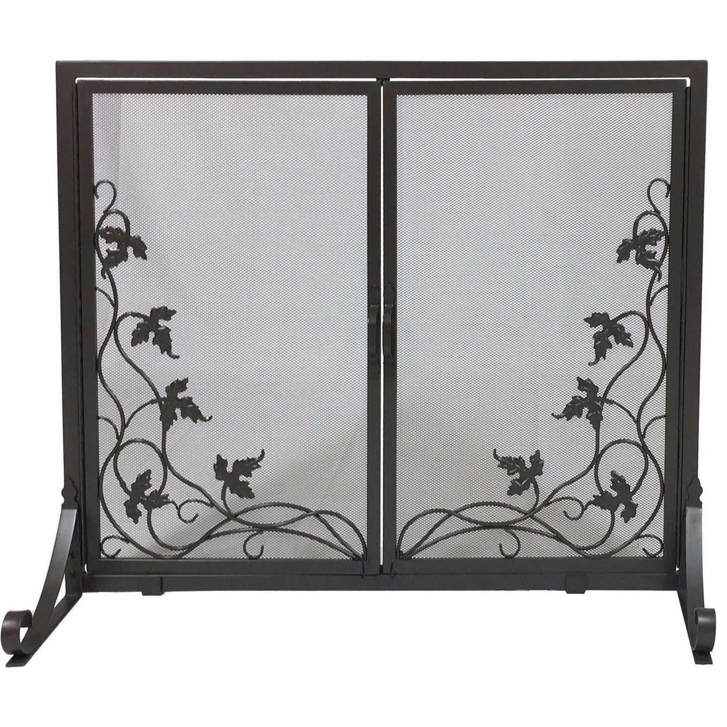 Dagan Industries 38" x 31" Bronze Wrought Iron Leaf and Vine Design Panel Screen With Two Rectangular Doors