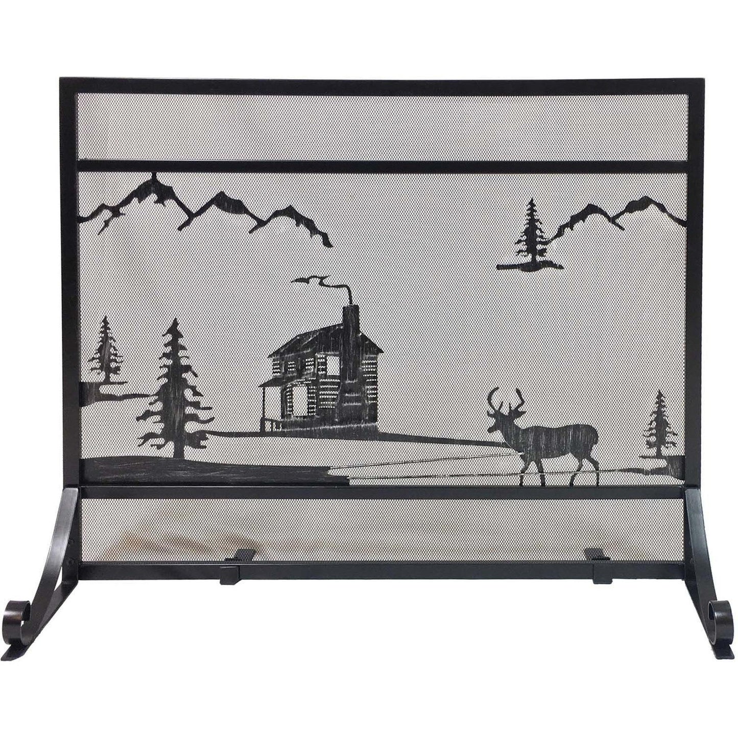 Dagan Industries 39" x 30" Black Wrought Iron Cabin Design Panel Screen