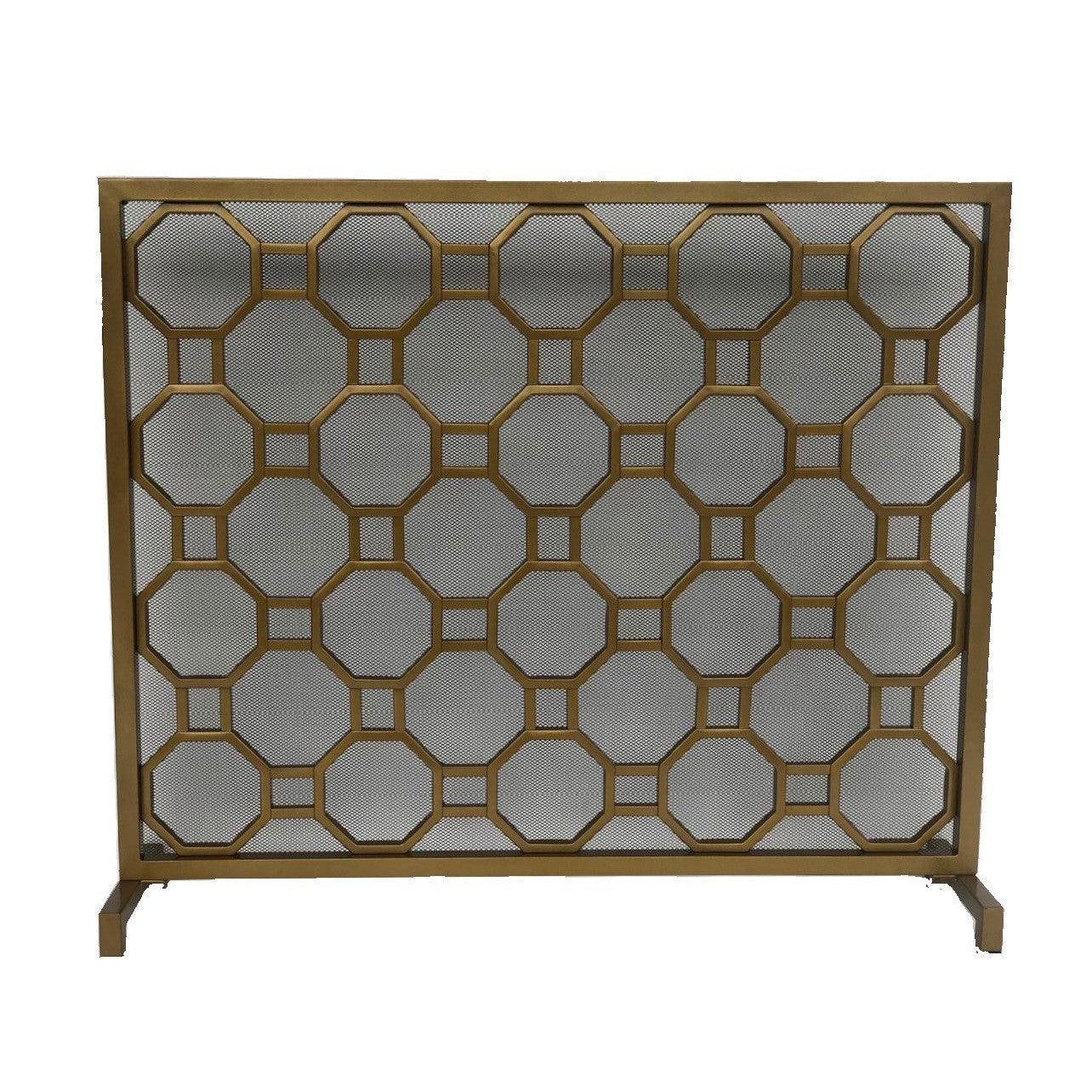 Dagan Industries 40" x 34" Electro Plated Gold Finish Circle Pattern Design Fireplace Screen