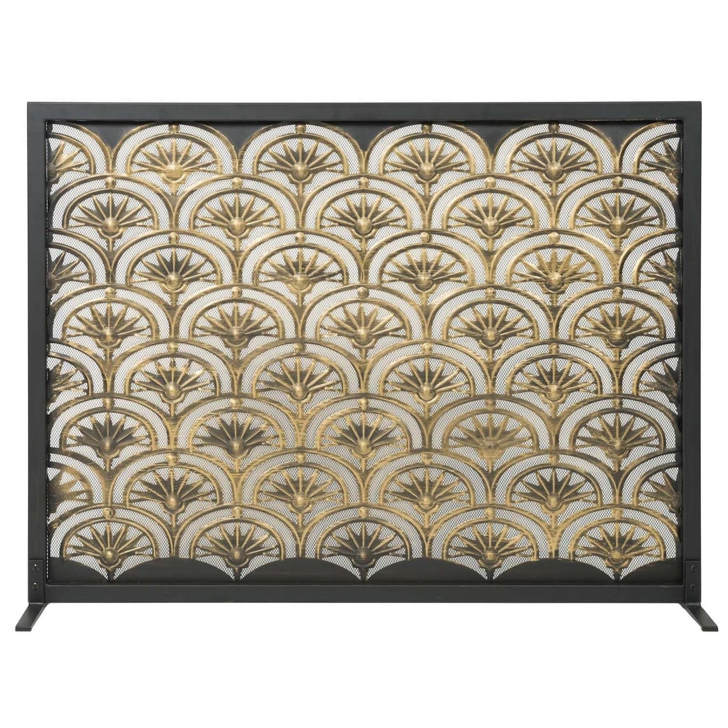 Dagan Industries 44" x 33" Fireplace Screen Black With Antique Gold Fan Design - AHS400