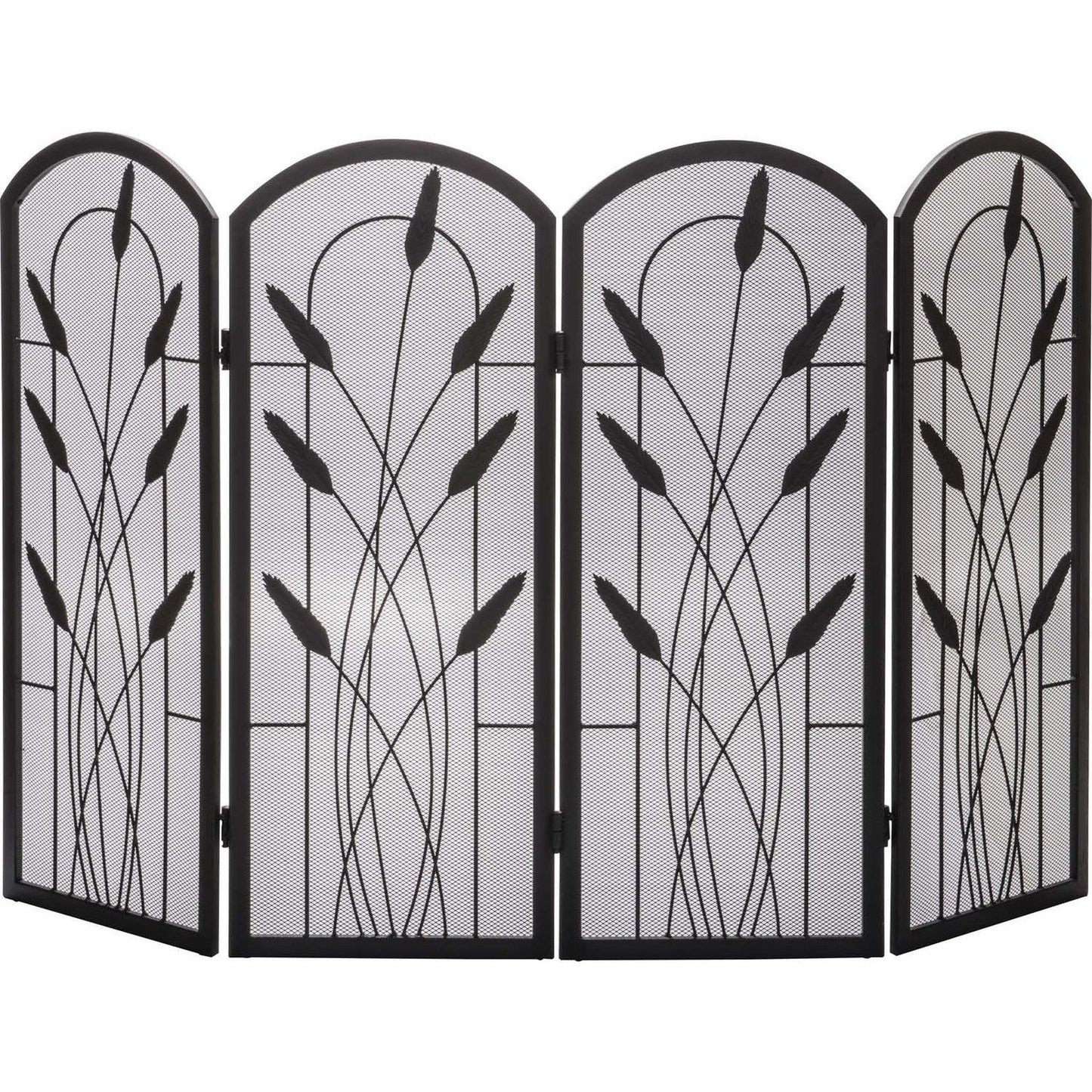 Dagan Industries 48" x 30" Black Four Fold Cotton Tail Design Arched Panel Screen