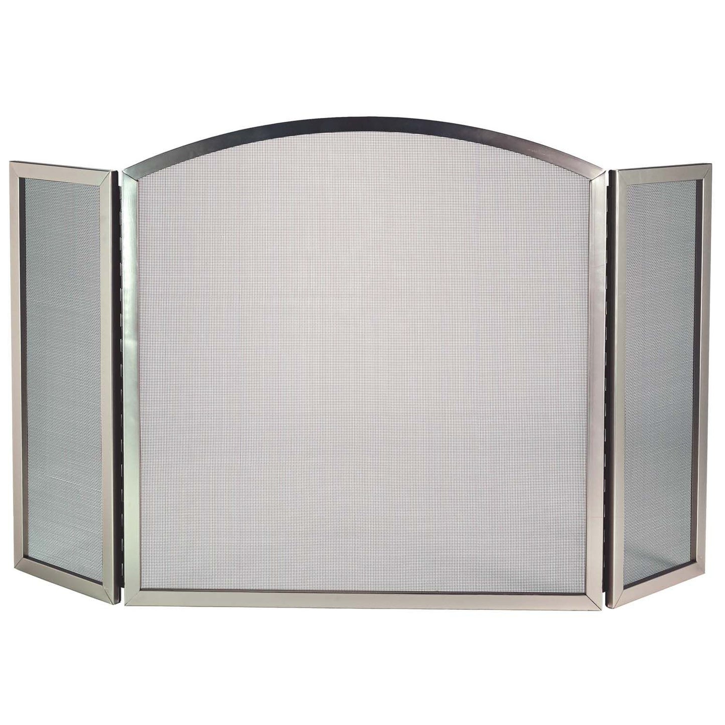 Dagan Industries 50" x 31" Three Fold Satin Nickel Arched Fireplace Screen