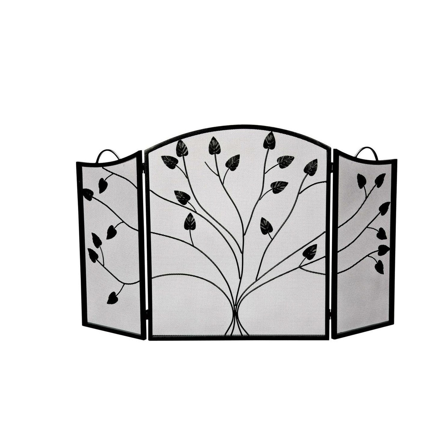 Dagan Industries 51" x 31" Black Three Fold Leaf Design Arched Panel Screen