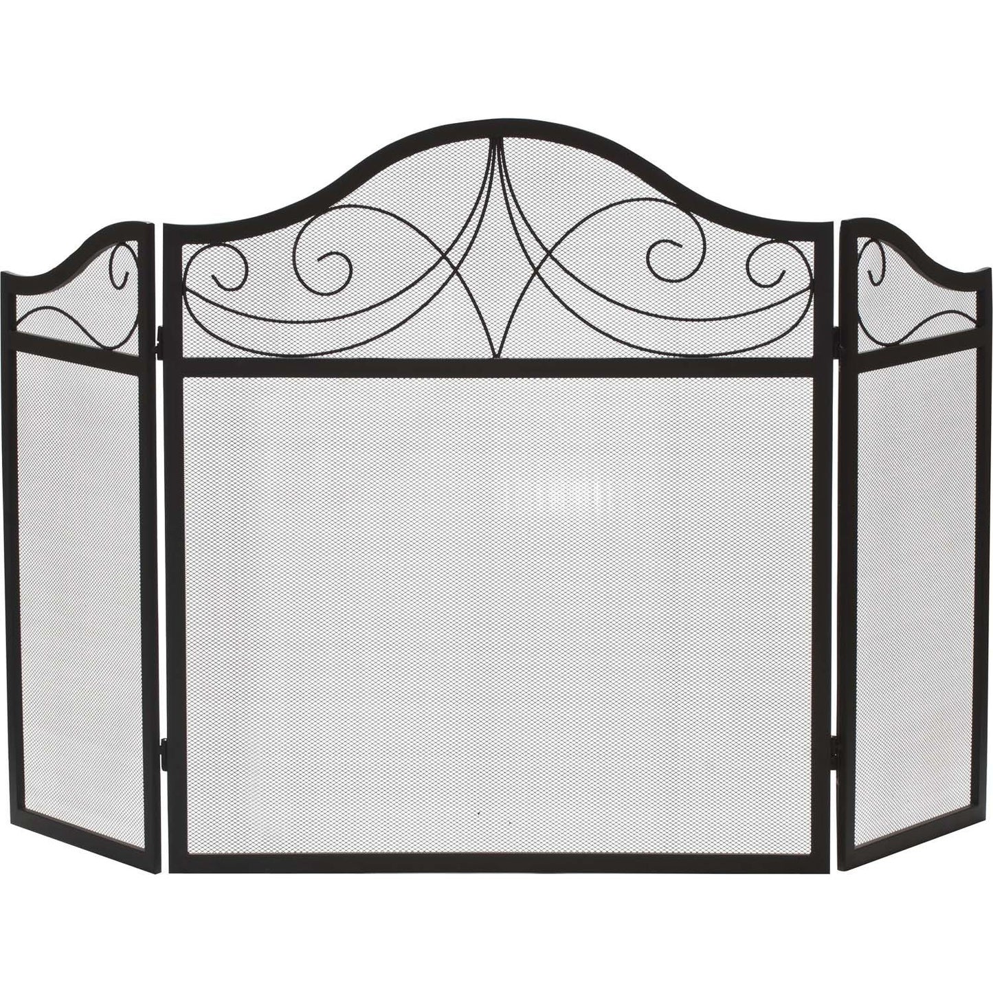 Dagan Industries 52" x 30" Three Fold Black Wrought Iron Arched Fireplace Screen