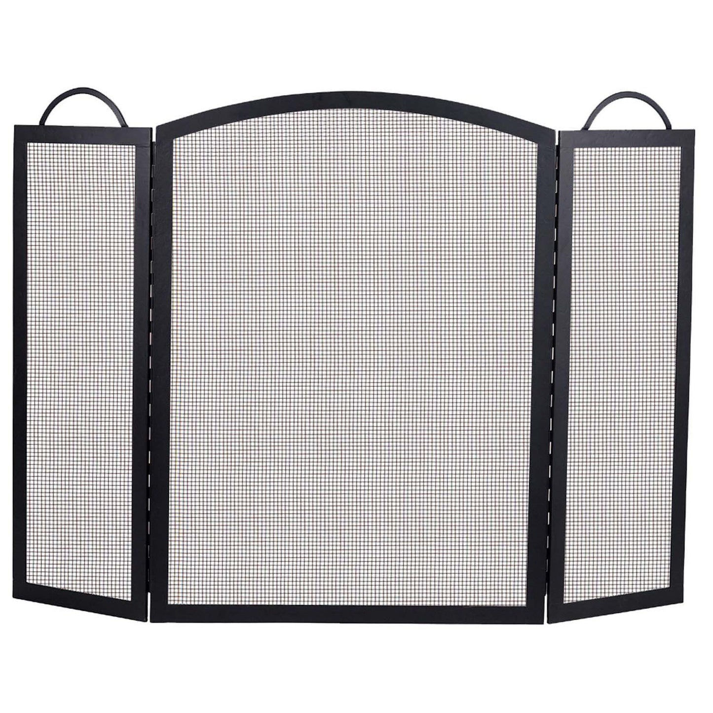 Dagan Industries 52" x 32" Three Fold Arched Black Wrought Iron Fireplace Screen