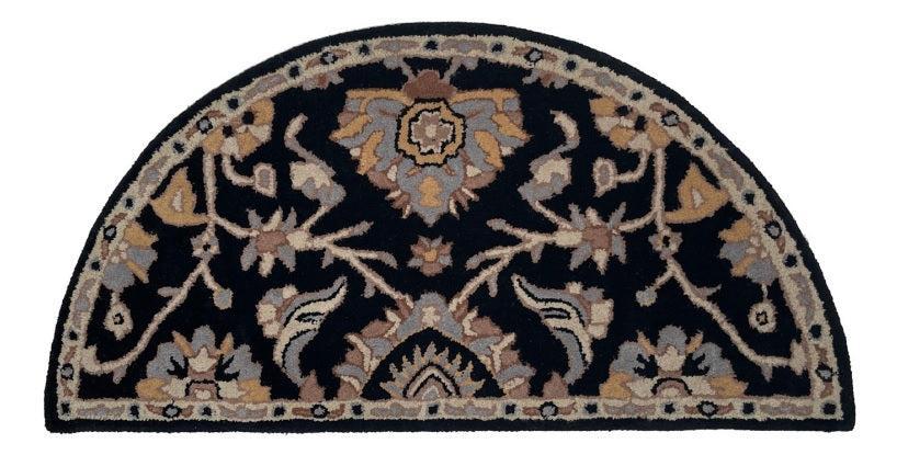Dagan Industries HR1015 28" x 56" Black Floral Hearth Rug