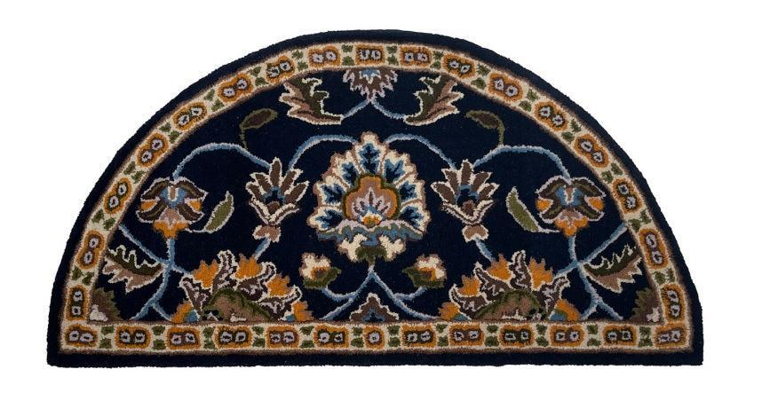 Dagan Industries HR4015 28" x 56" Blue Floral Hearth Rug