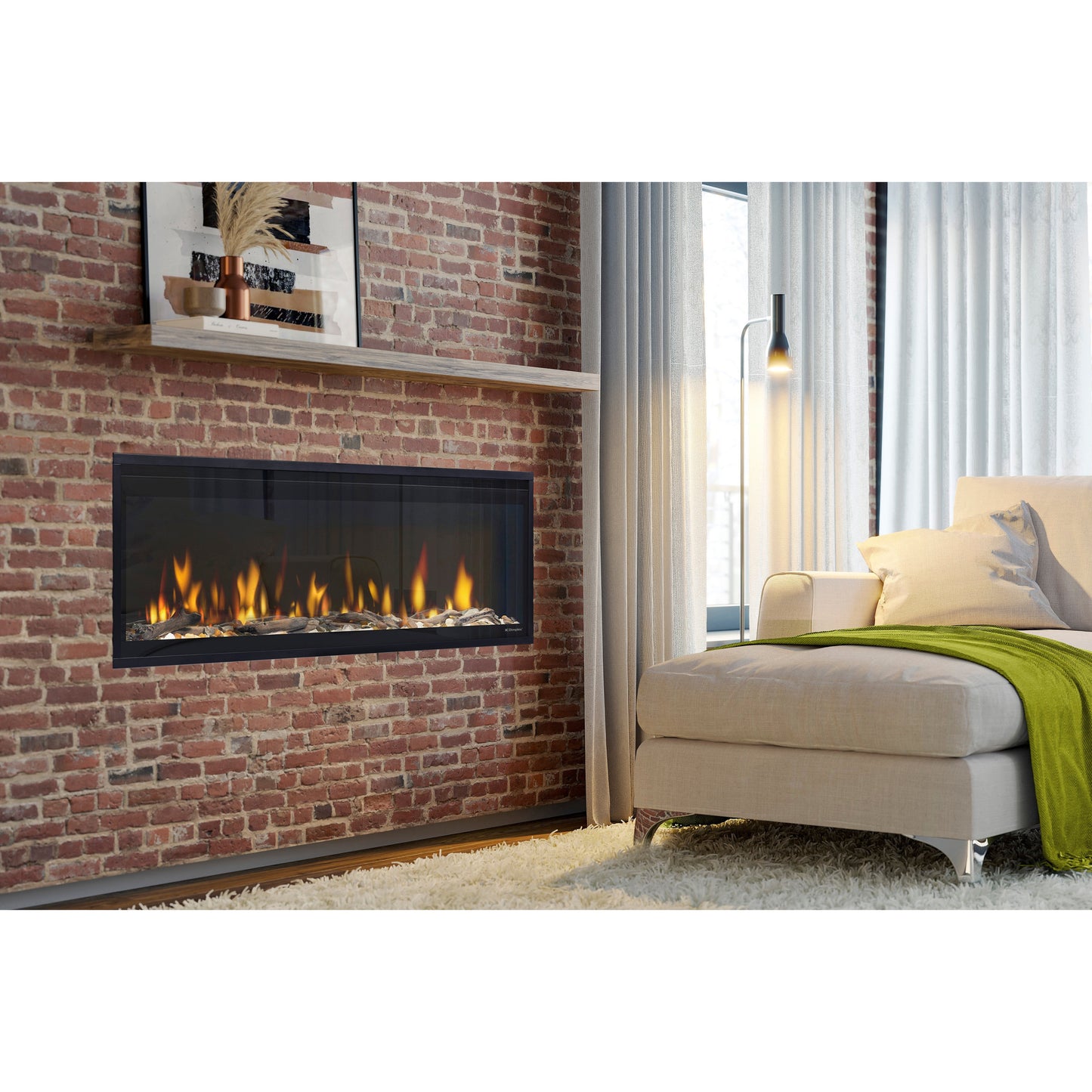 Dimplex Ignite Evolve 50" Built-in Linear Electric Fireplace With Tumbled Glass and Driftwood Media