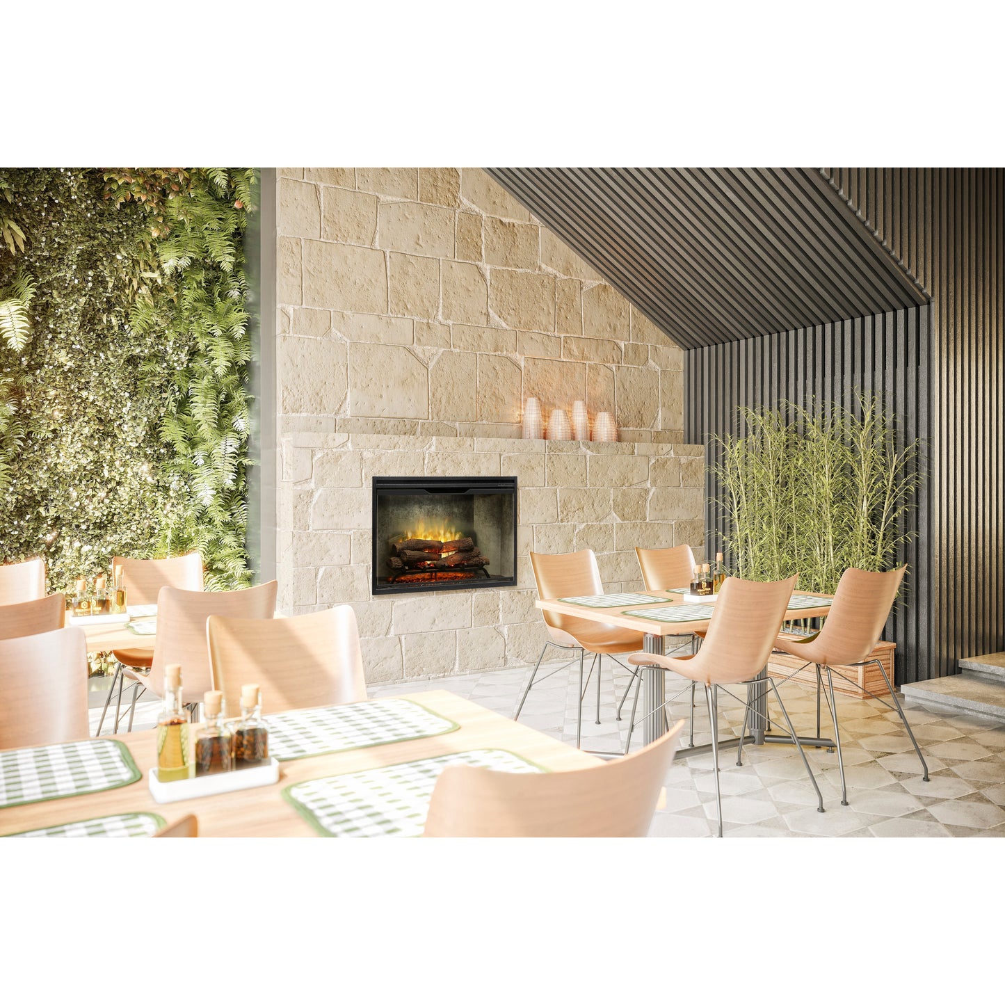 Dimplex Revillusion 36" Weathered Concrete Built-in Electric Firebox With Glass Pane and Plug Kit