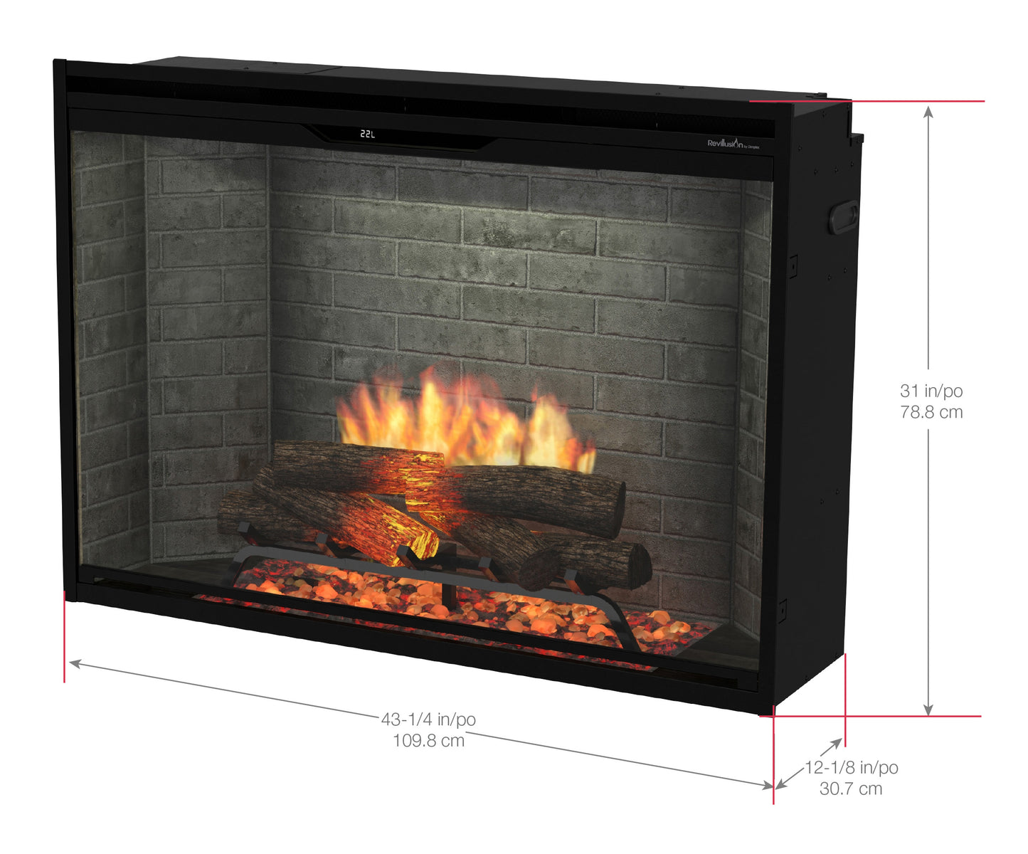 Dimplex Revillusion 42" Built-in Electric Firebox With Weathered Concrete Backer