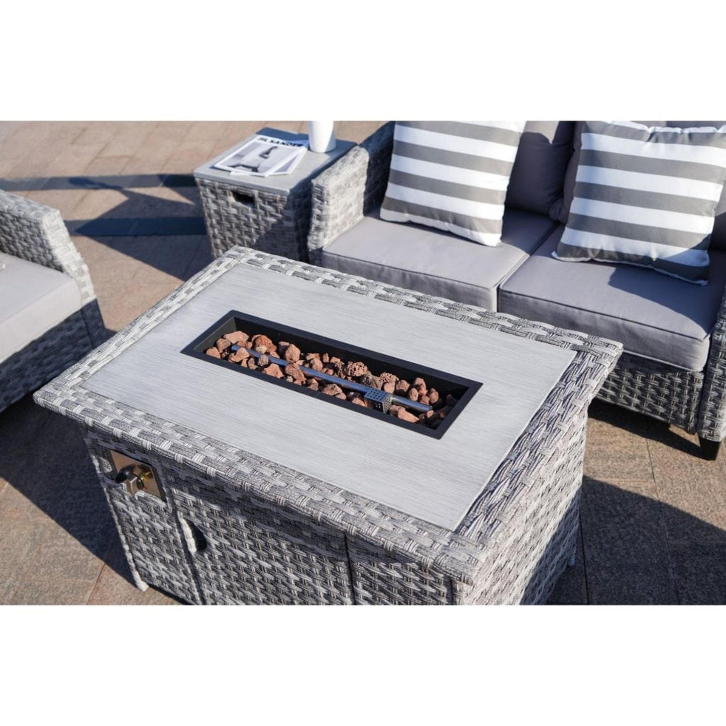 Direct Wicker Amora 5-piece Gas Fire Sofa Seating Group with Cushions (Single Items Included)