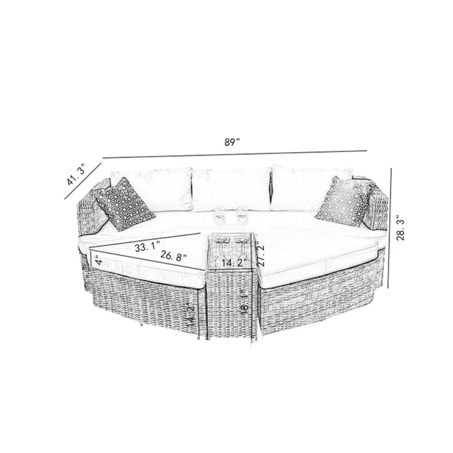 Direct Wicker Cochran 4 Piece Deep Seating Group Daybed with Cushions