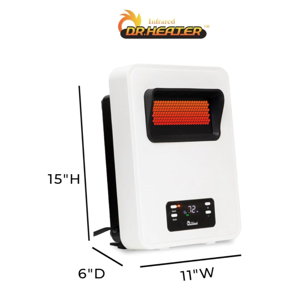 Dr. Infrared Heater 11" HeatStyle 2-Way Wall Mount or Portable Space Heater
