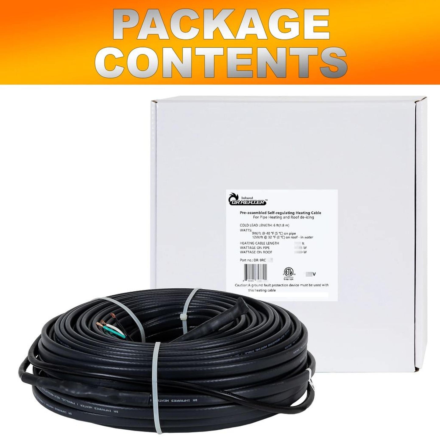 Dr. Infrared Heater 125 Feet Heating Cables for Pipes and Roof De-Icing