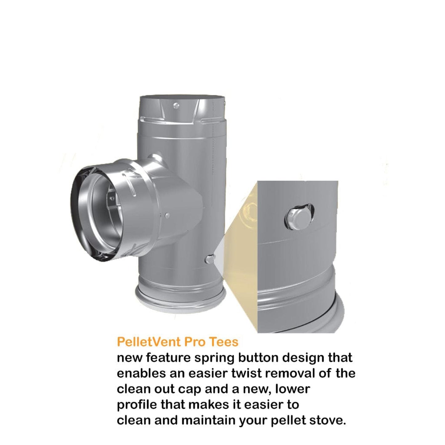 DuraVent 4" Inner Diameter PelletVent Pro Increaser Tee With Clean-Out Tee Cap