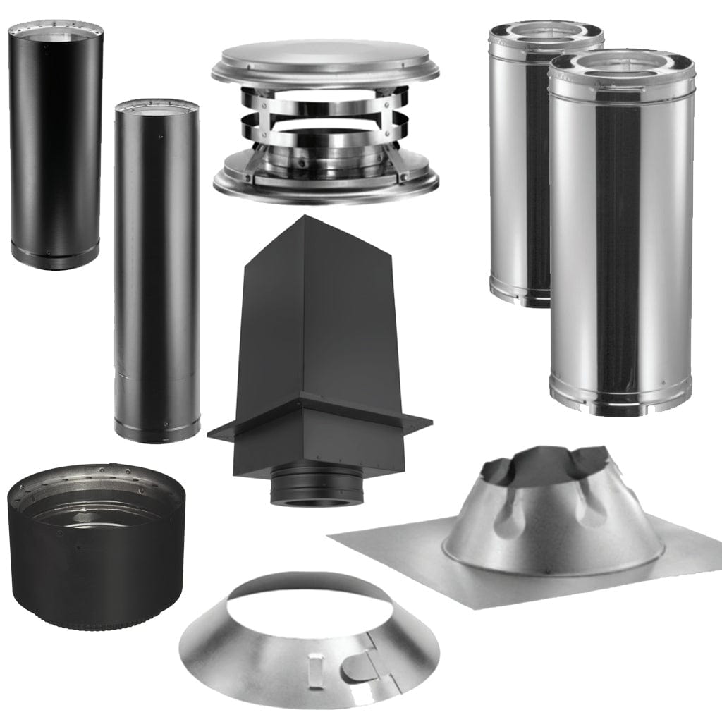 Duravent Flat Ceiling With Double Wall Black Pipe Wood Stove Chimney Kit -  FCDBKIT