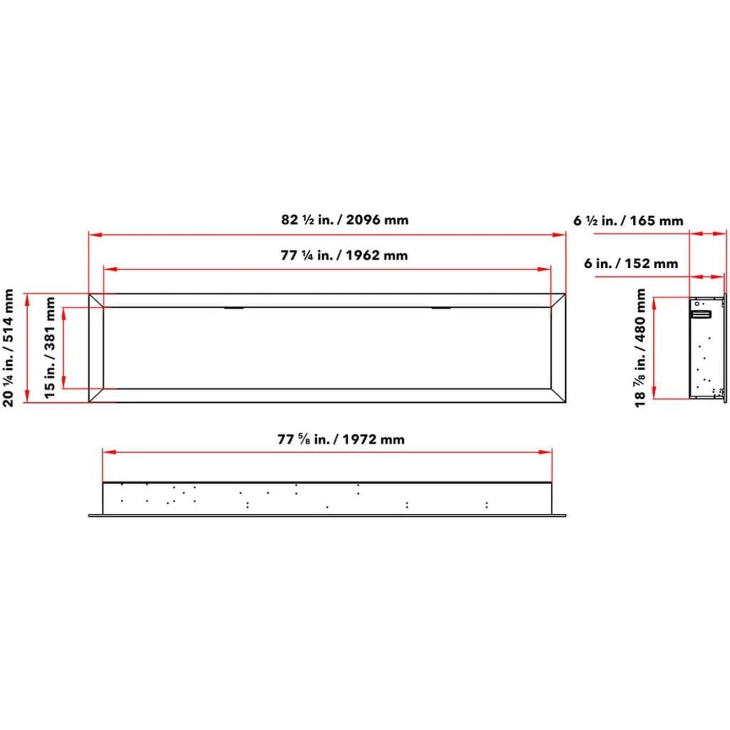 Dynasty Cascade 82" Flush-Mount Smart Linear Electric Fireplace