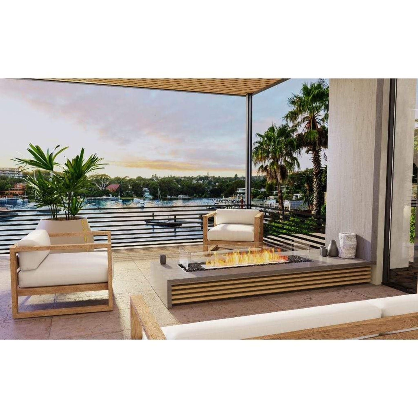 EcoSmart Fire 125" Flex 122BN Bench Ethanol Fireplace Insert by Mad Design Group