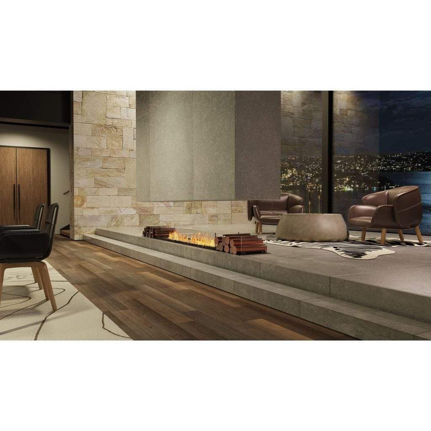 EcoSmart Fire 125" Flex 122IL Island Ethanol Fireplace Insert with Decorative Box by Mad Design Group