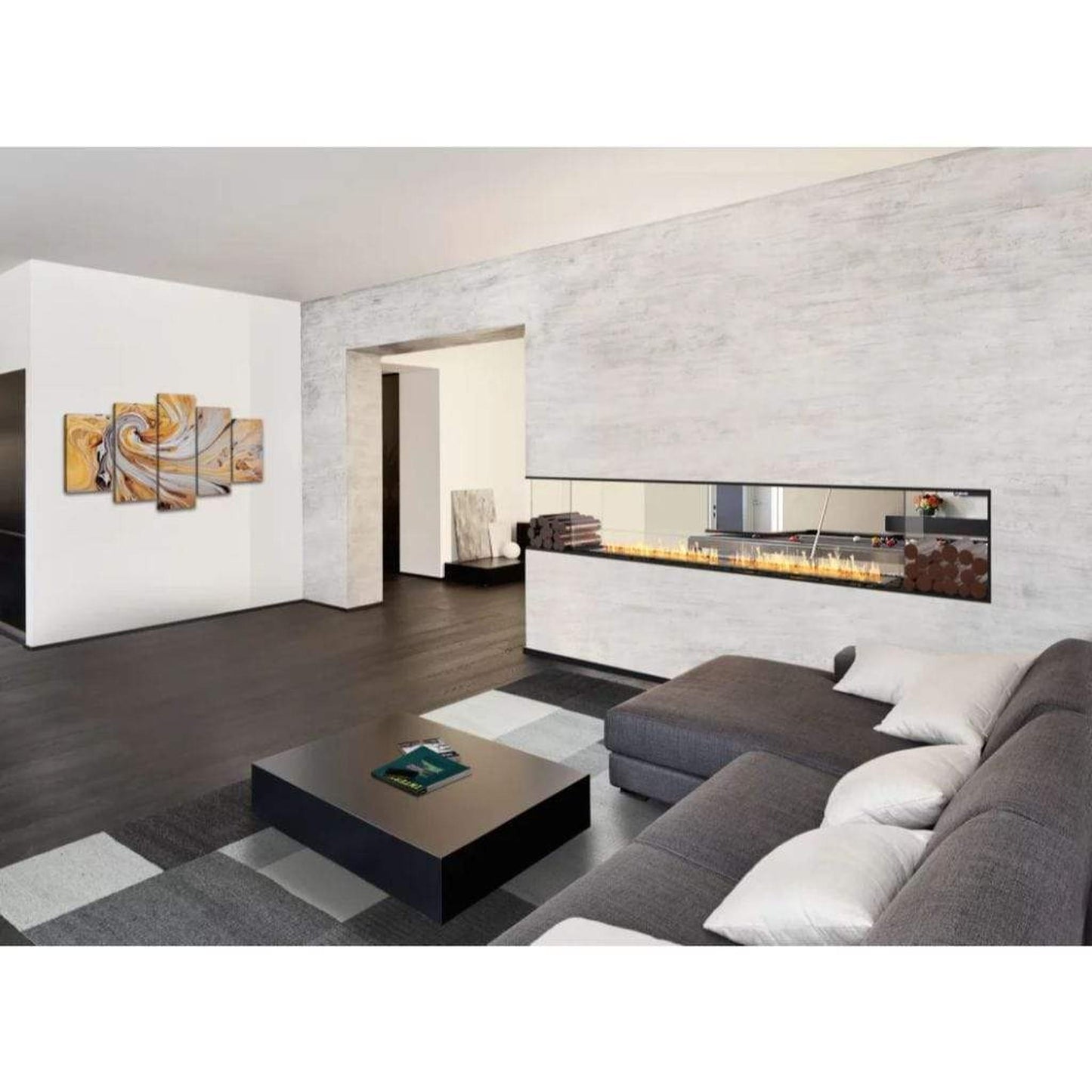 EcoSmart Fire 146" Flex 140PN Peninsula Ethanol Fireplace Insert with Decorative Box by Mad Design Group