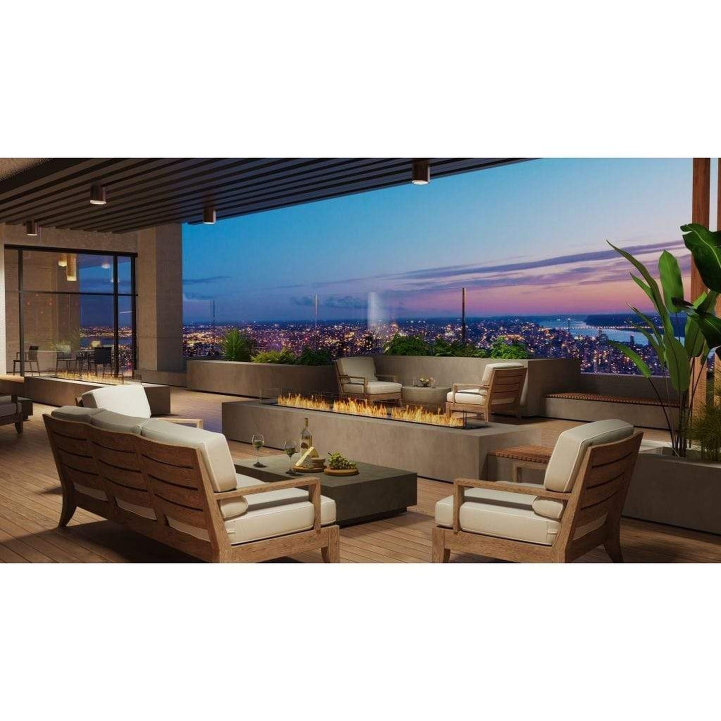 EcoSmart Fire 161" Flex 158BN Bench Ethanol Fireplace Insert by Mad Design Group