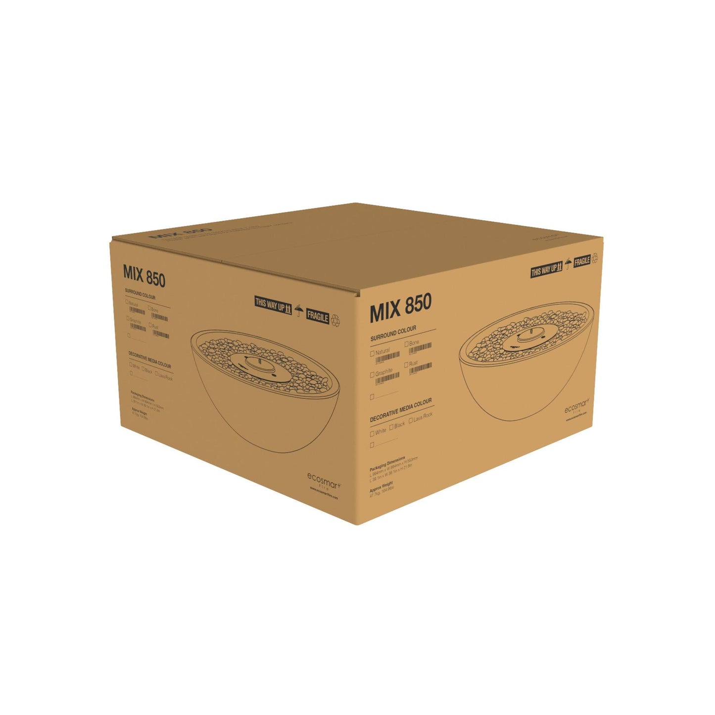 EcoSmart Fire 33" Round Mix 850 Ethanol Fire Pit Bowl by Mad Design Group