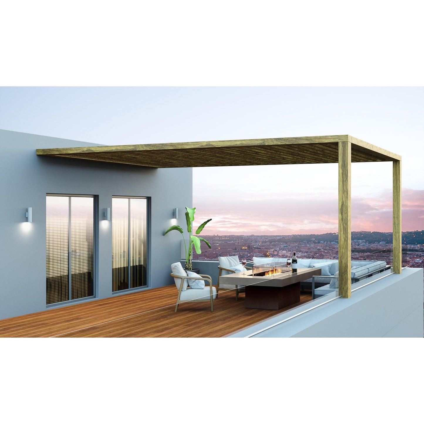 EcoSmart Fire 89" Gin 90 Dining Height Fire Pit Table with Ethanol Burner by Mad Design Group