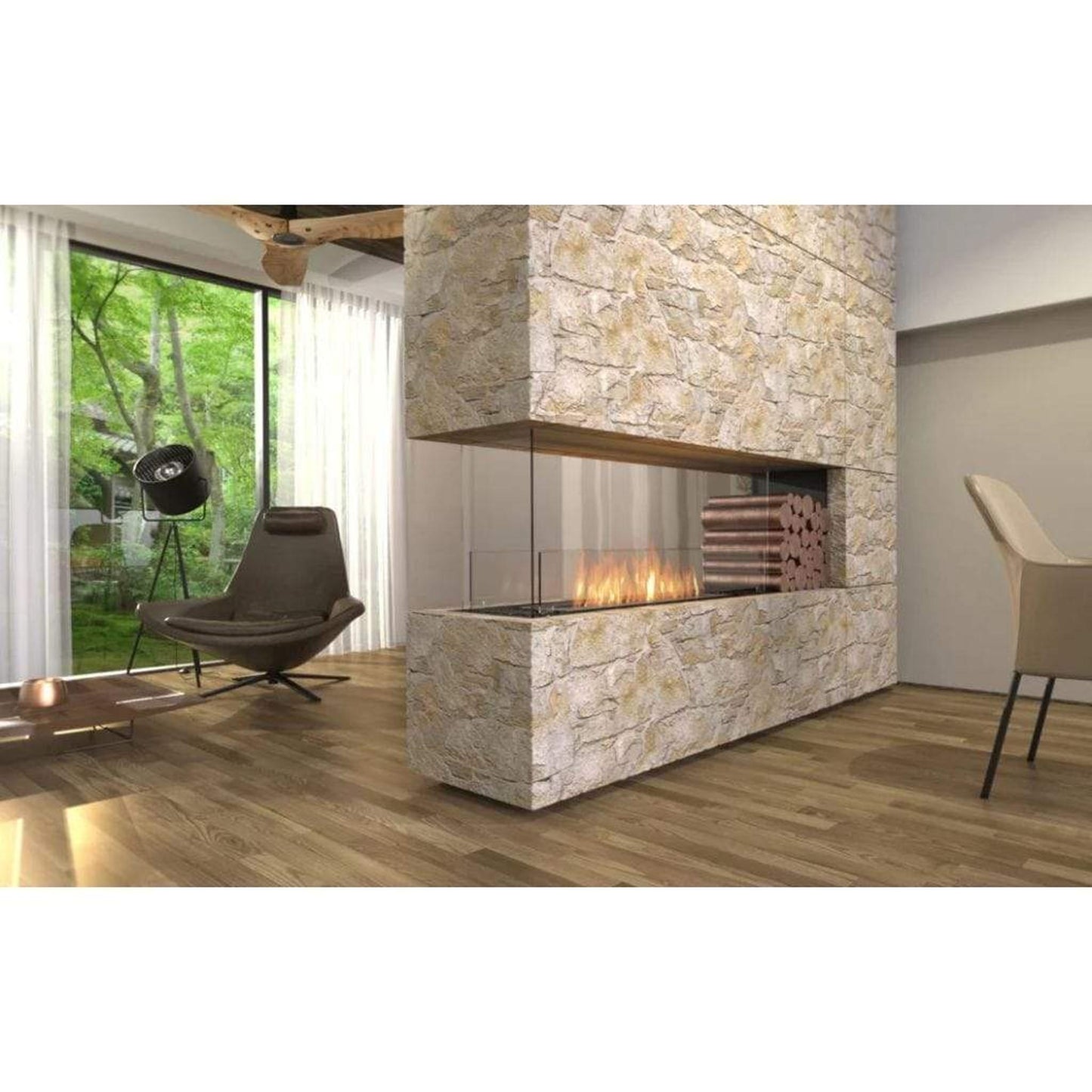 EcoSmart Fire 91" Flex 86PN Peninsula Ethanol Fireplace Insert by Mad Design Group