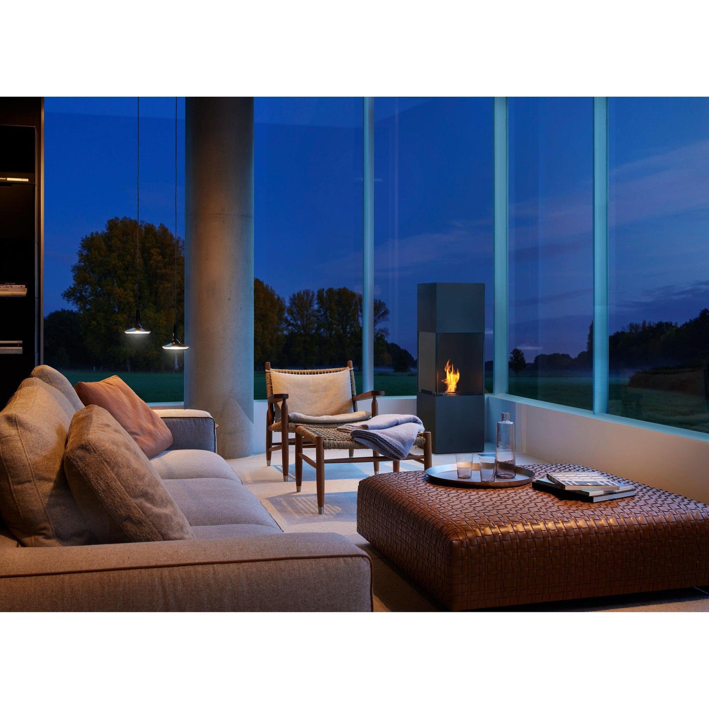 EcoSmart Fire Be 53" Black Freestanding Designer Fireplace with Black Burner by MAD Design Group