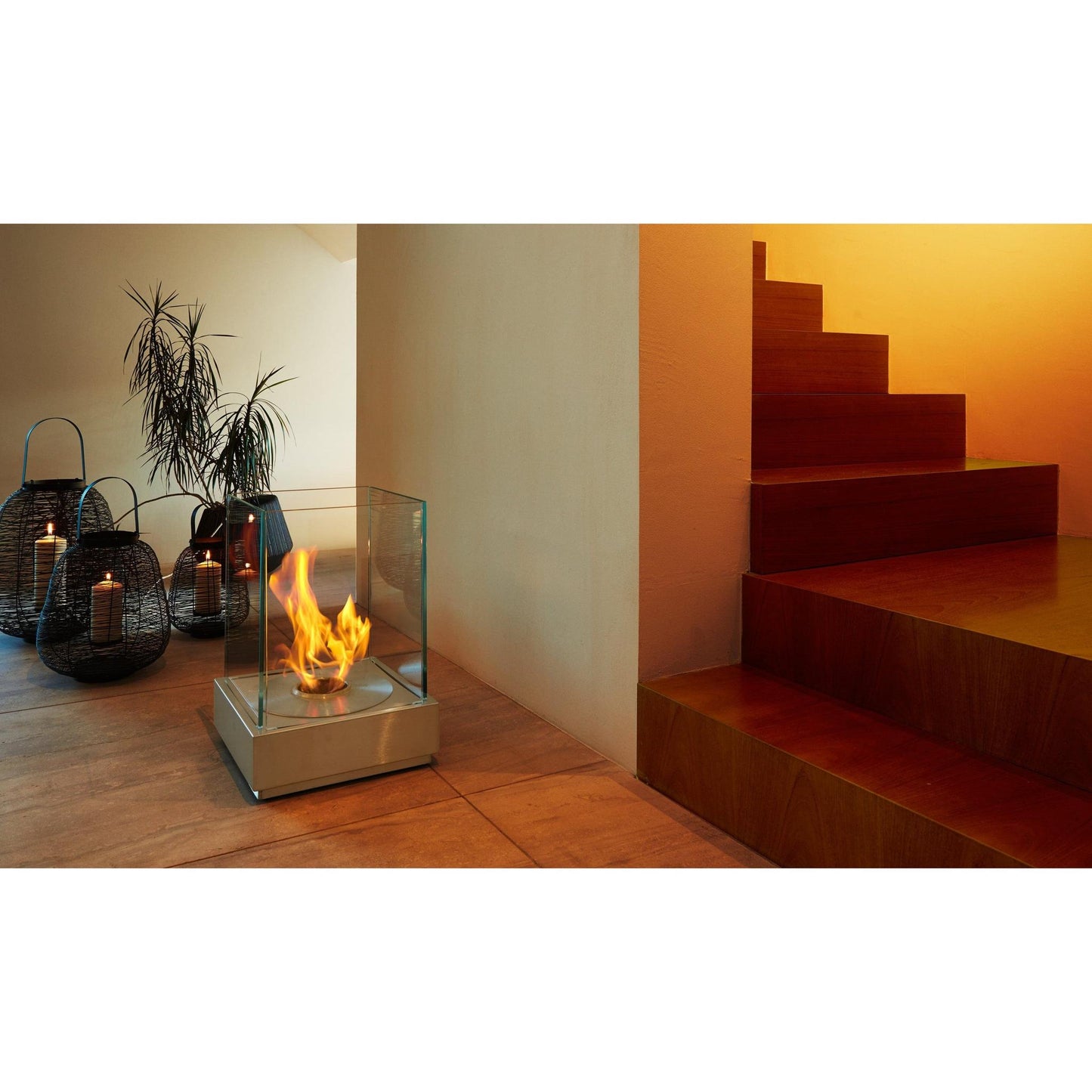 EcoSmart Fire Mini T 18" Stainless Steel Freestanding Designer Fireplace by MAD Design Group