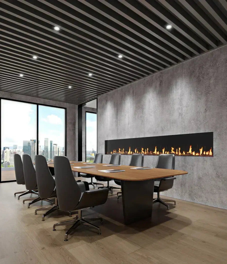 EcoSmart Fire Motion 100" Black Single Sided Electric Fireplace by MAD Design Group