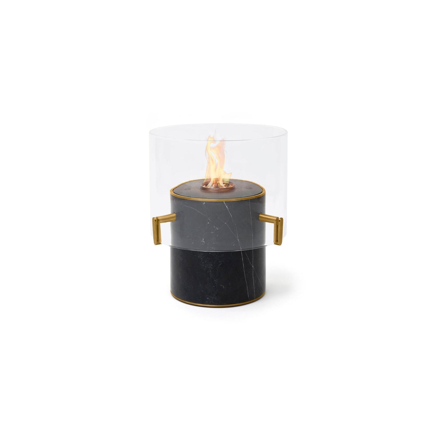 EcoSmart Fire PILLAR 3L 19" Marble Black Freestanding Designer Fireplace with Black Burner by MAD Design Group