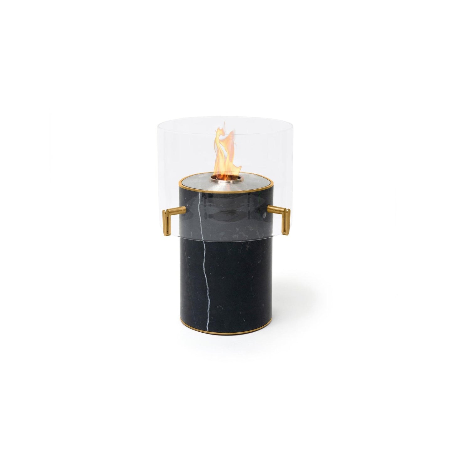 EcoSmart Fire PILLAR 3T 24" Marble Black Freestanding Designer Fireplace with Stainless Steel Burner by MAD Design Group