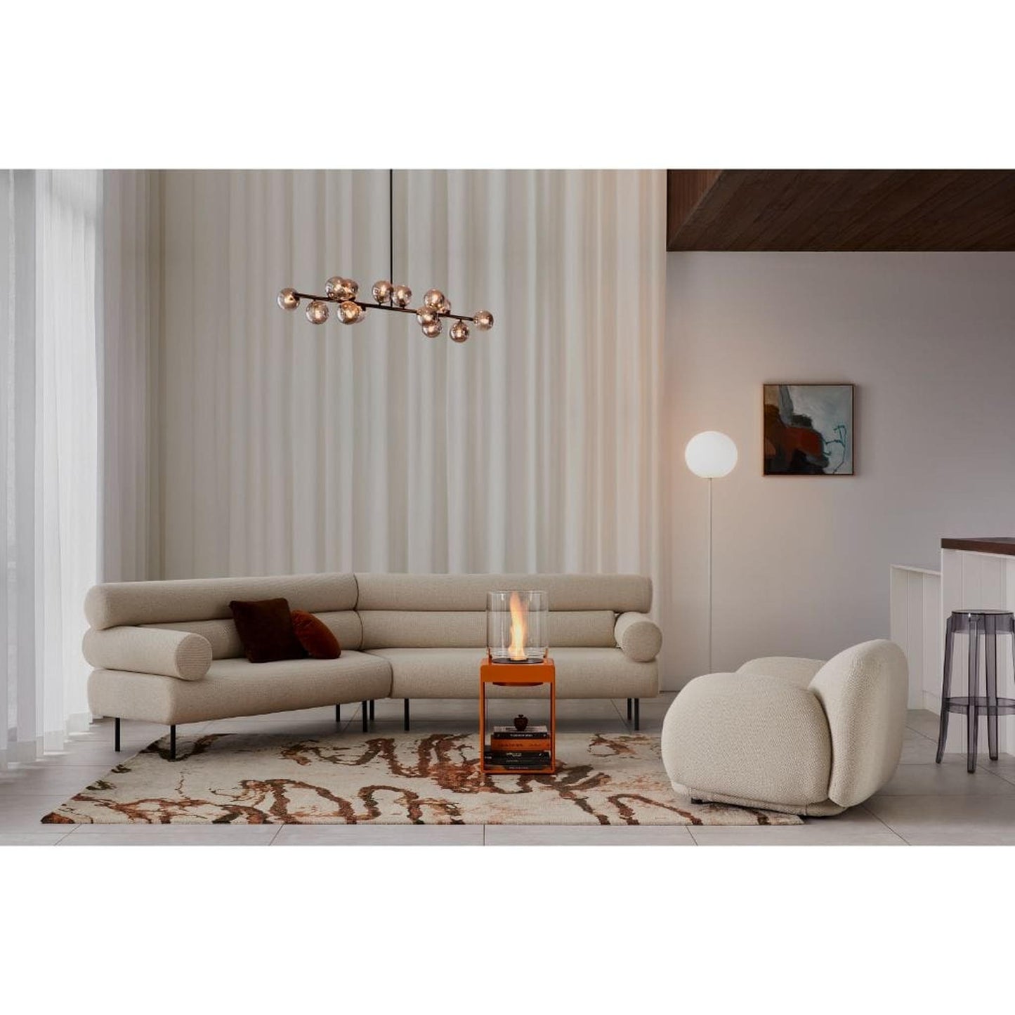 EcoSmart Fire POP 3T 33" Orange Freestanding Designer Fireplace with Black Burner by MAD Design Group