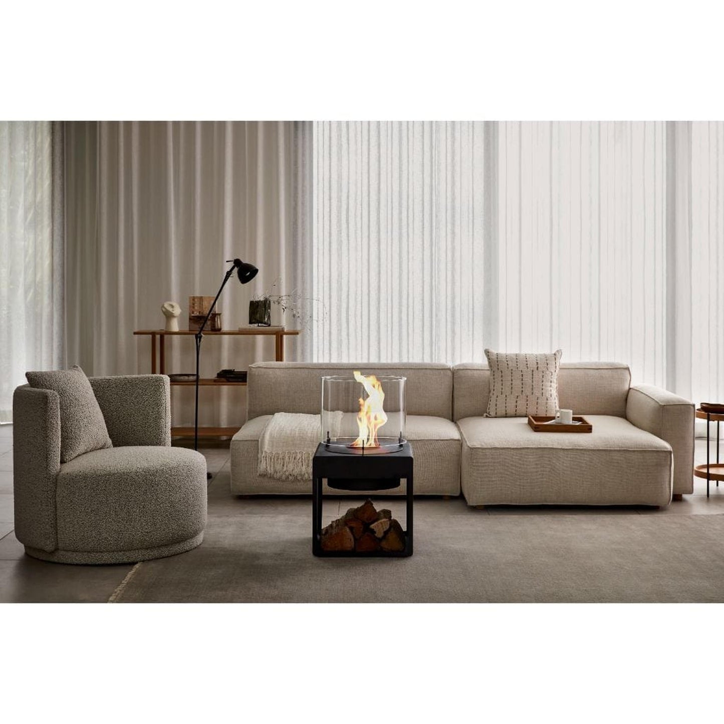 EcoSmart Fire POP 8L 31" Black Freestanding Designer Fireplace with Black Burner by MAD Design Group