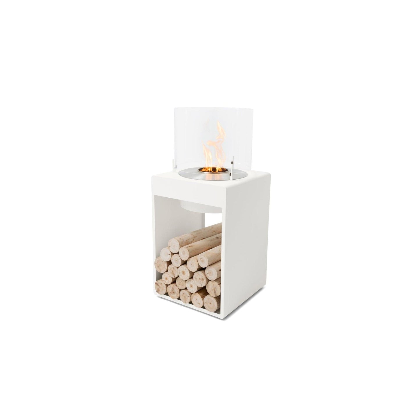 EcoSmart Fire POP 8T 39" White Freestanding Designer Fireplace with Stainless Steel Burner by MAD Design Group