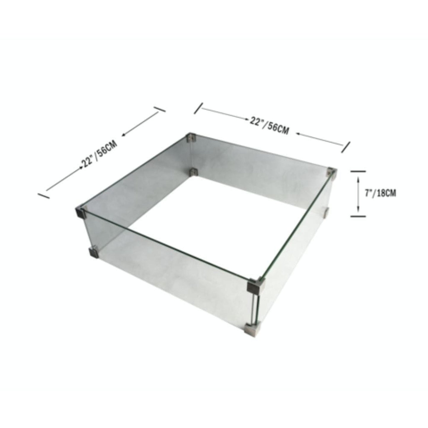 Elementi 22" Square Clear Tempered Glass Table Wind Screen OFG202-SS