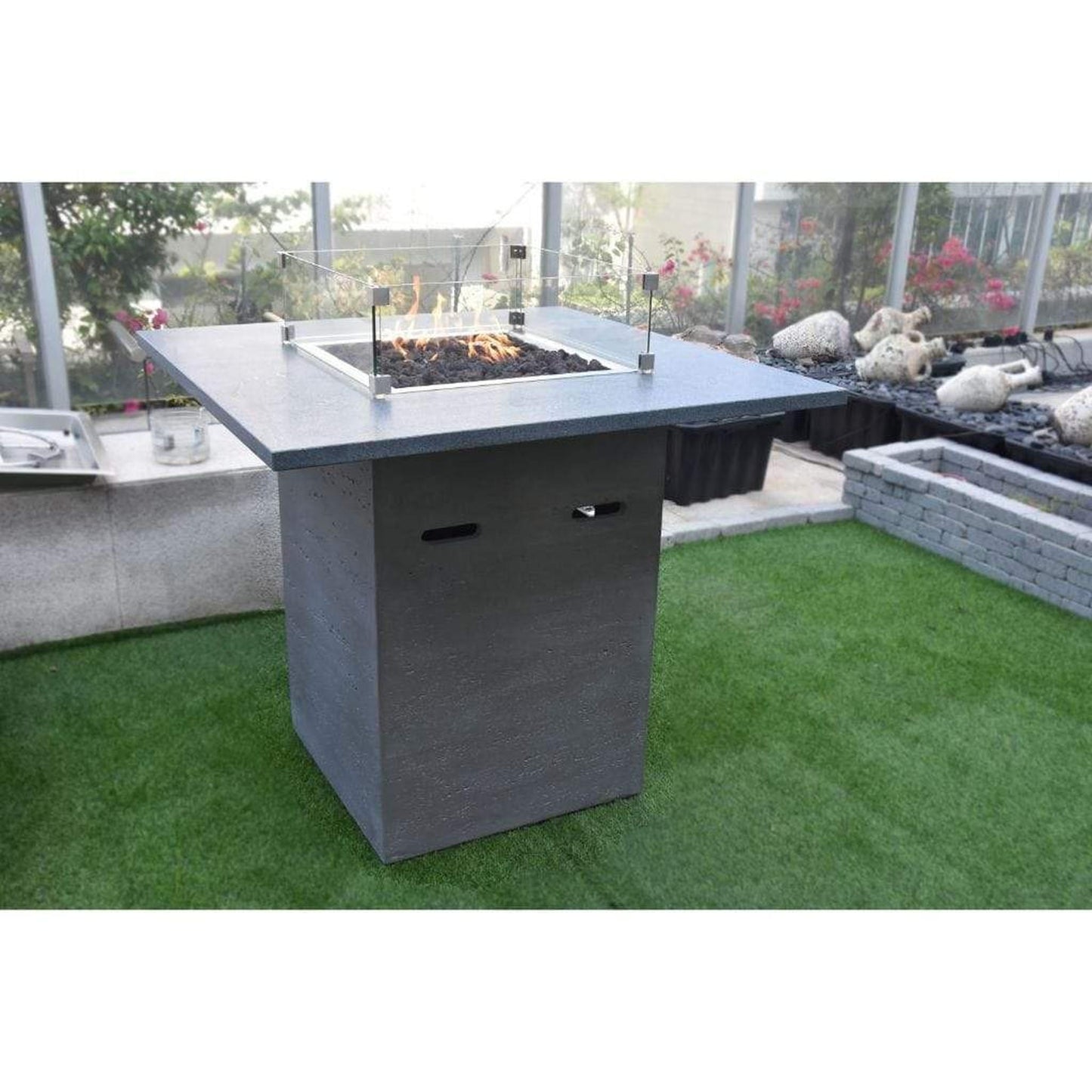 Elementi Alps 42" Square Concrete Propane Bar Table